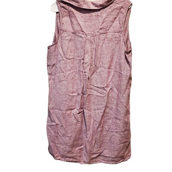 Tahari 100% Linen Sleeveless Henley Tank Large Purple Buttons Relaxed Size 1X - Picture 5 of 9